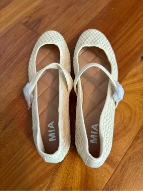 MIA Cream Quilted Mary Jane Ballet Flats